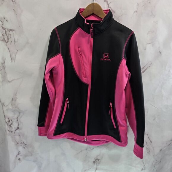 Honda Jacket Womens Medium Pink Black Zip Choko Authentics Canada Lethal 2 - Picture 1 of 13